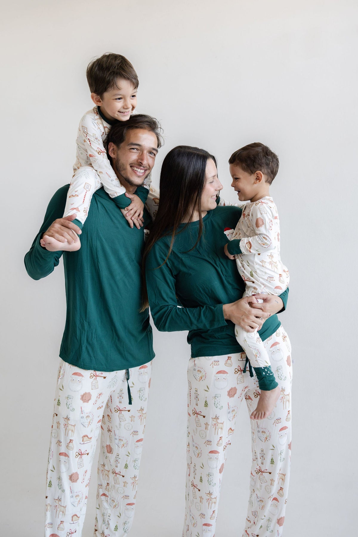 Pijamas de navidad de bambú, bebés, niños y adultos