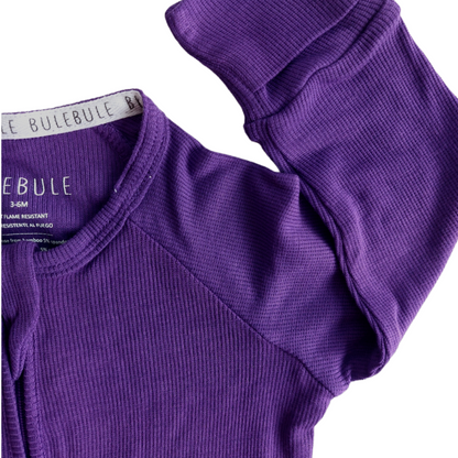 Ribbed Violet Enterizo de bambú doble cierre