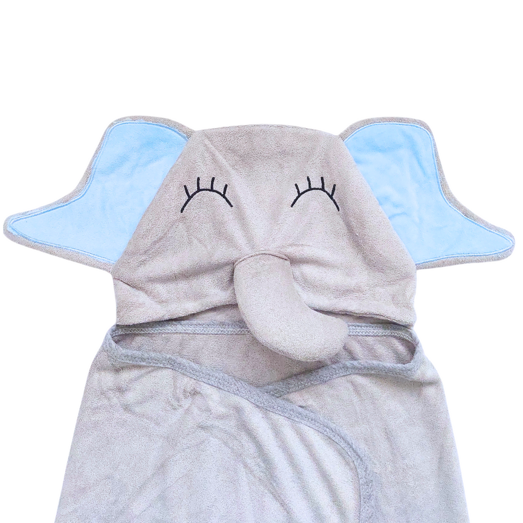 Elefante Feliz Azul toalla con capucha