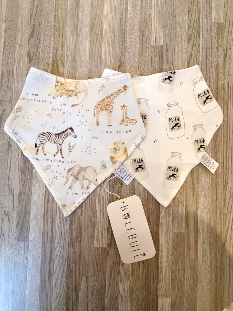 Pack de 2 baberos reversibles de bambú | I am - Milk