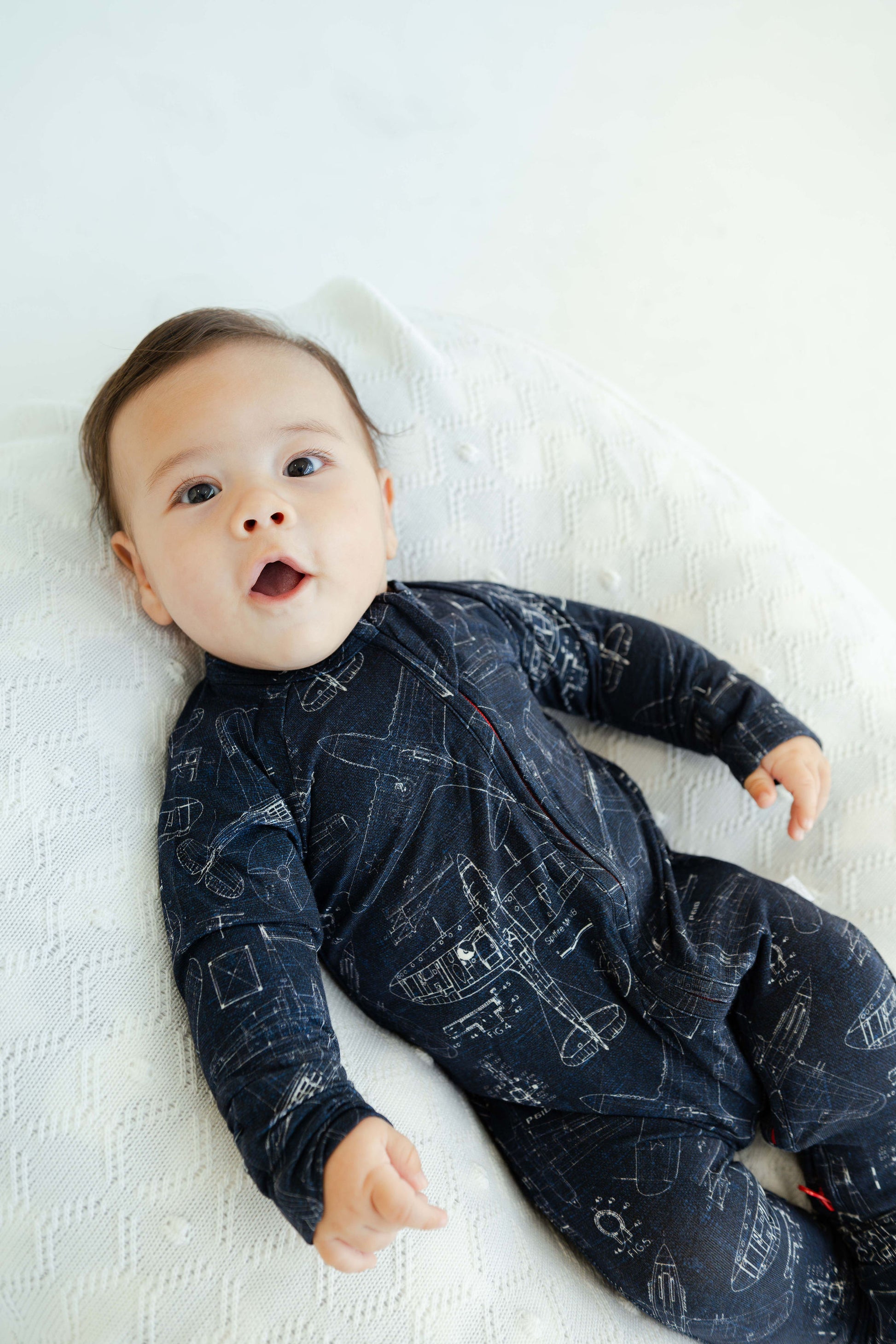 Pijama enterizo de bambú para bebé, doble cierre | Sky Blueprint
