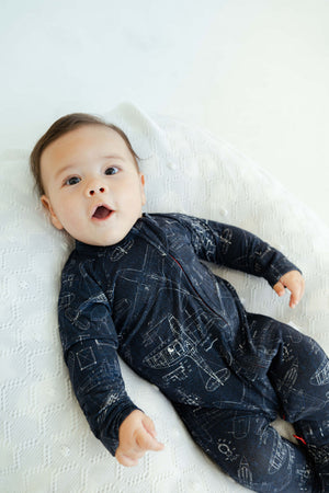 Pijama enterizo de bambú para bebé, doble cierre | Sky Blueprint