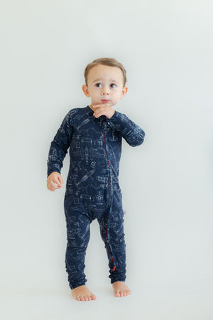 Pijama enterizo de bambú para bebé, doble cierre | Sky Blueprint