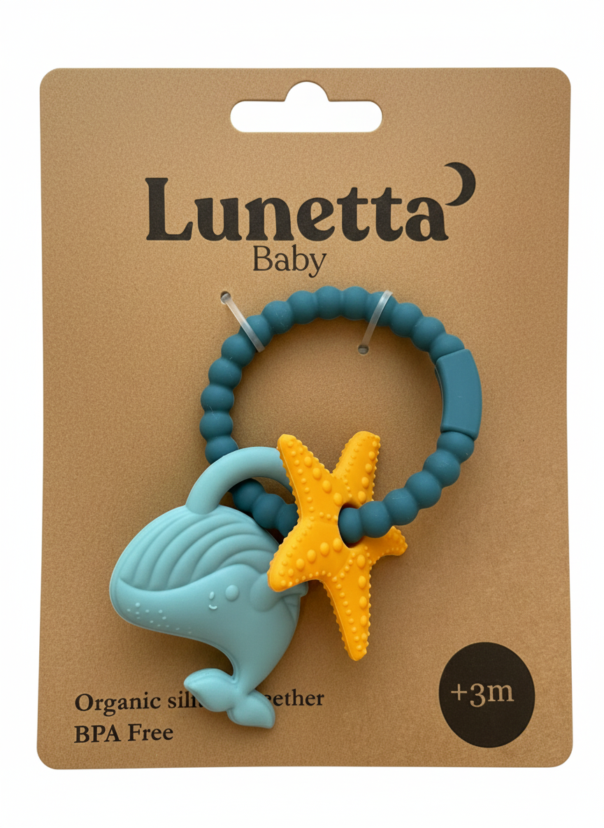 Mordedor de silicona bajo el mar Lunetta Ballena + Estrellita de mar