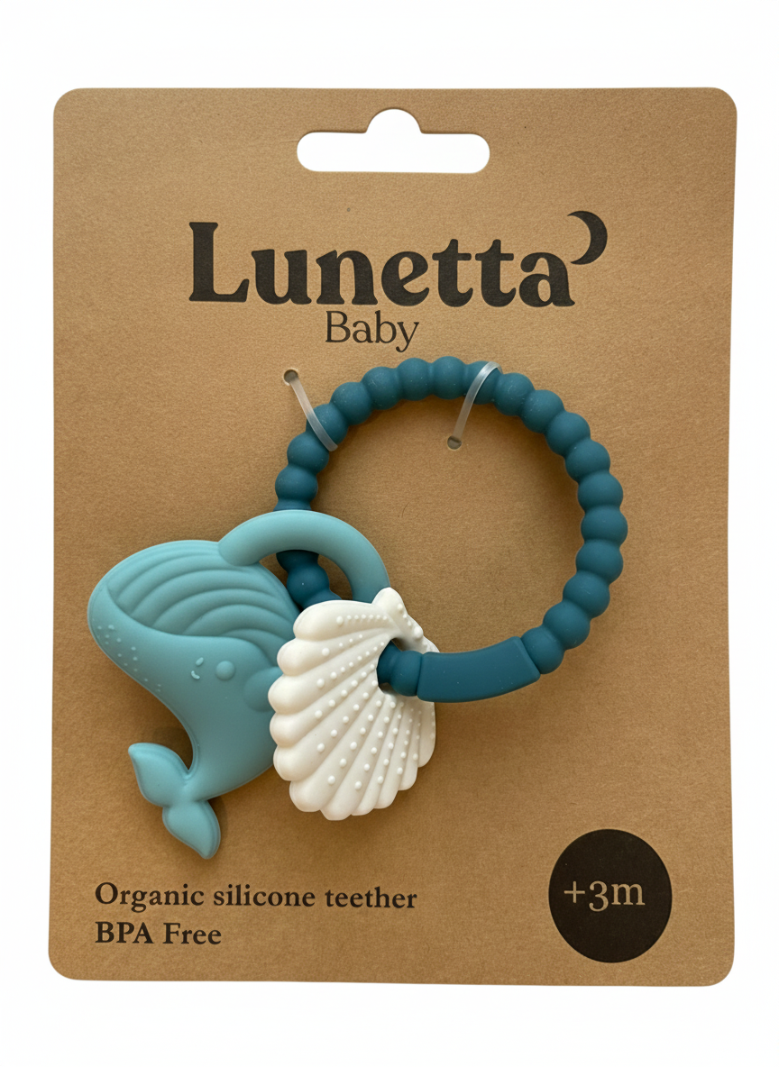 Mordedor de silicona bajo el mar Lunetta Ballena + Concha de mar