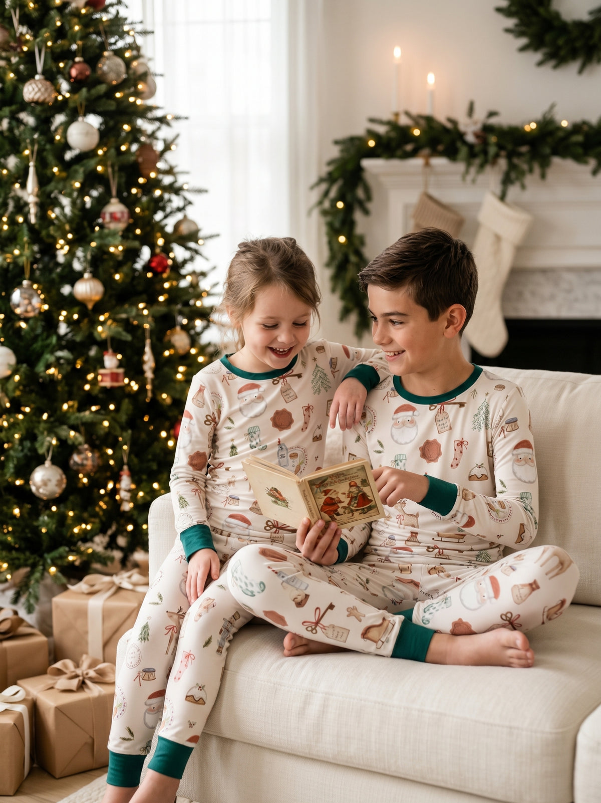 Santa Magic Key  pijama de dos piezas hecho de bambú