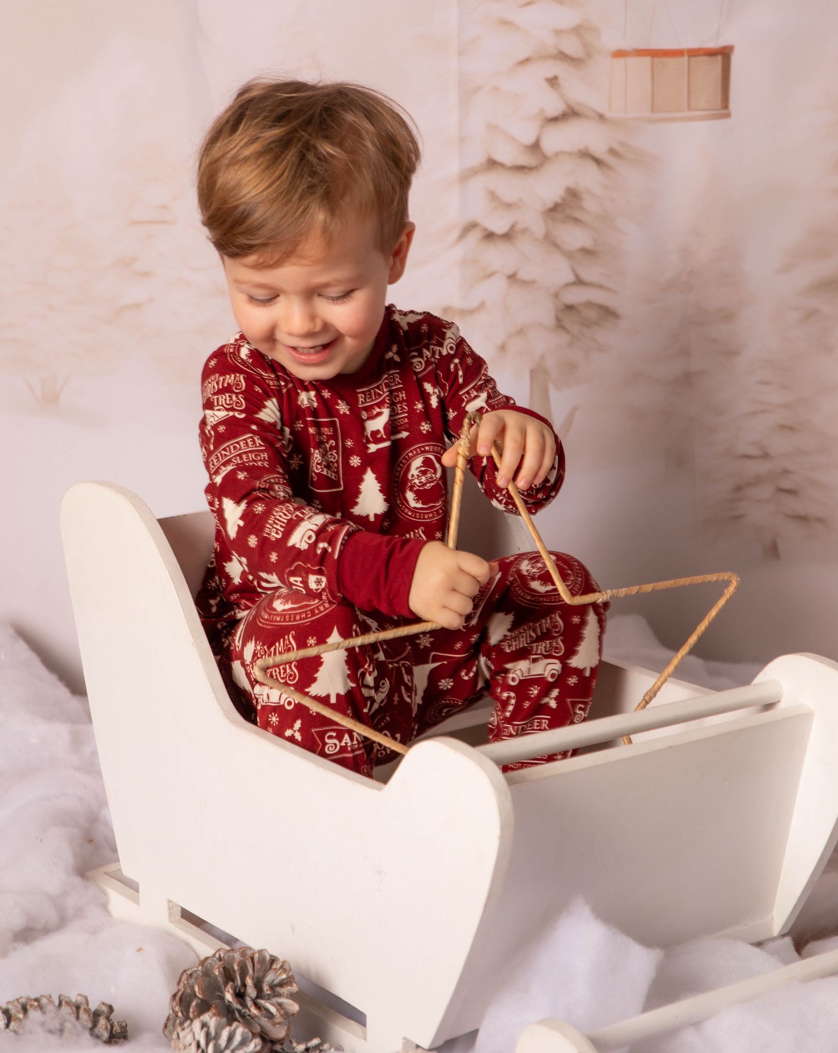 Santa stop here  pijama de dos piezas hecho de bambú