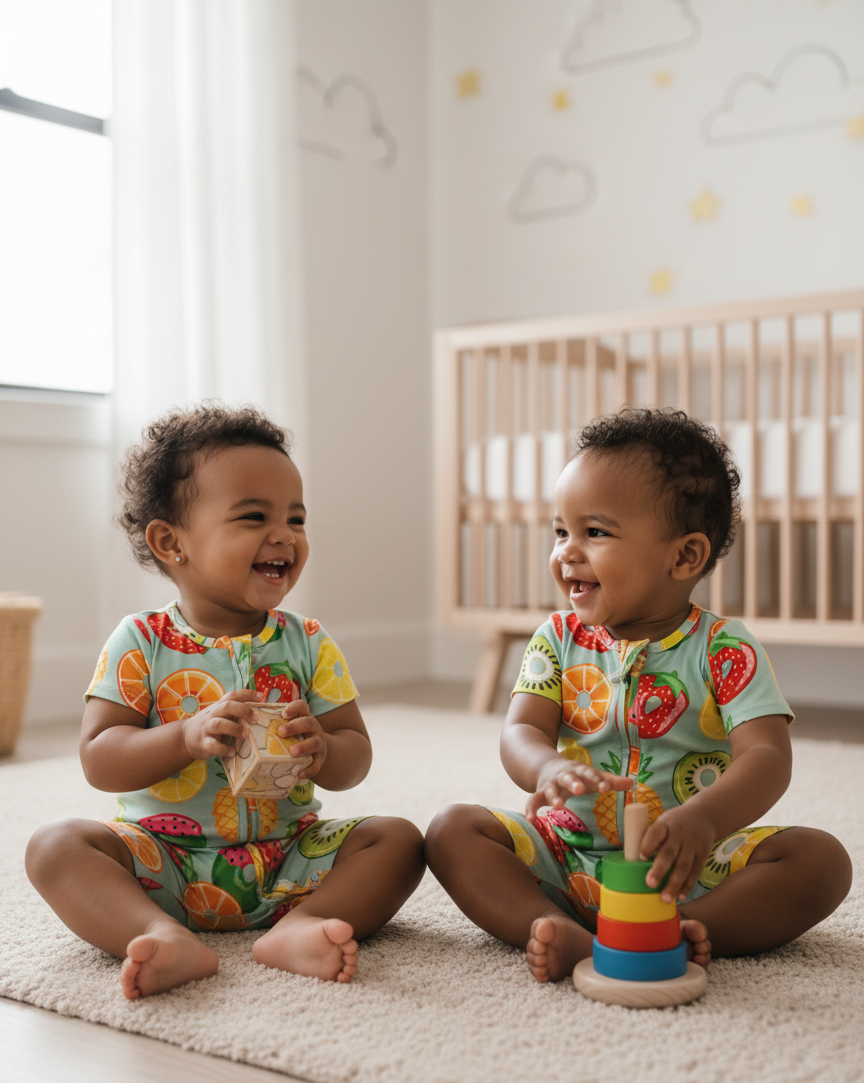 Tropical enterizo manga corta de bambú doble cierre