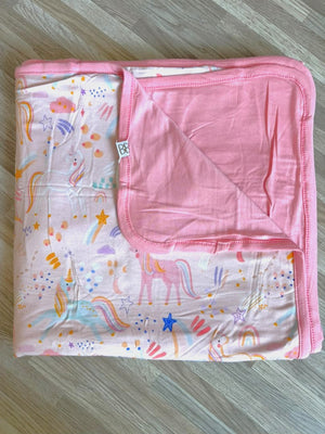 Manta Reversible Bambú | Unicornios