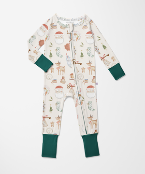 Pijama enterizo de bambú para bebé, doble cierre | Santa Magic Key