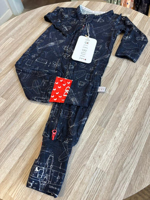 Pijama enterizo de bambú para bebé, doble cierre | Sky Blueprint