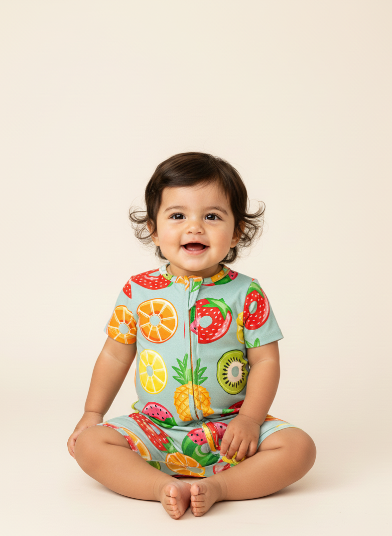 Tropical enterizo manga corta de bambú doble cierre