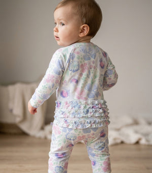 Pijama enterizo de bambú para bebé, doble cierre | Lila Blossom