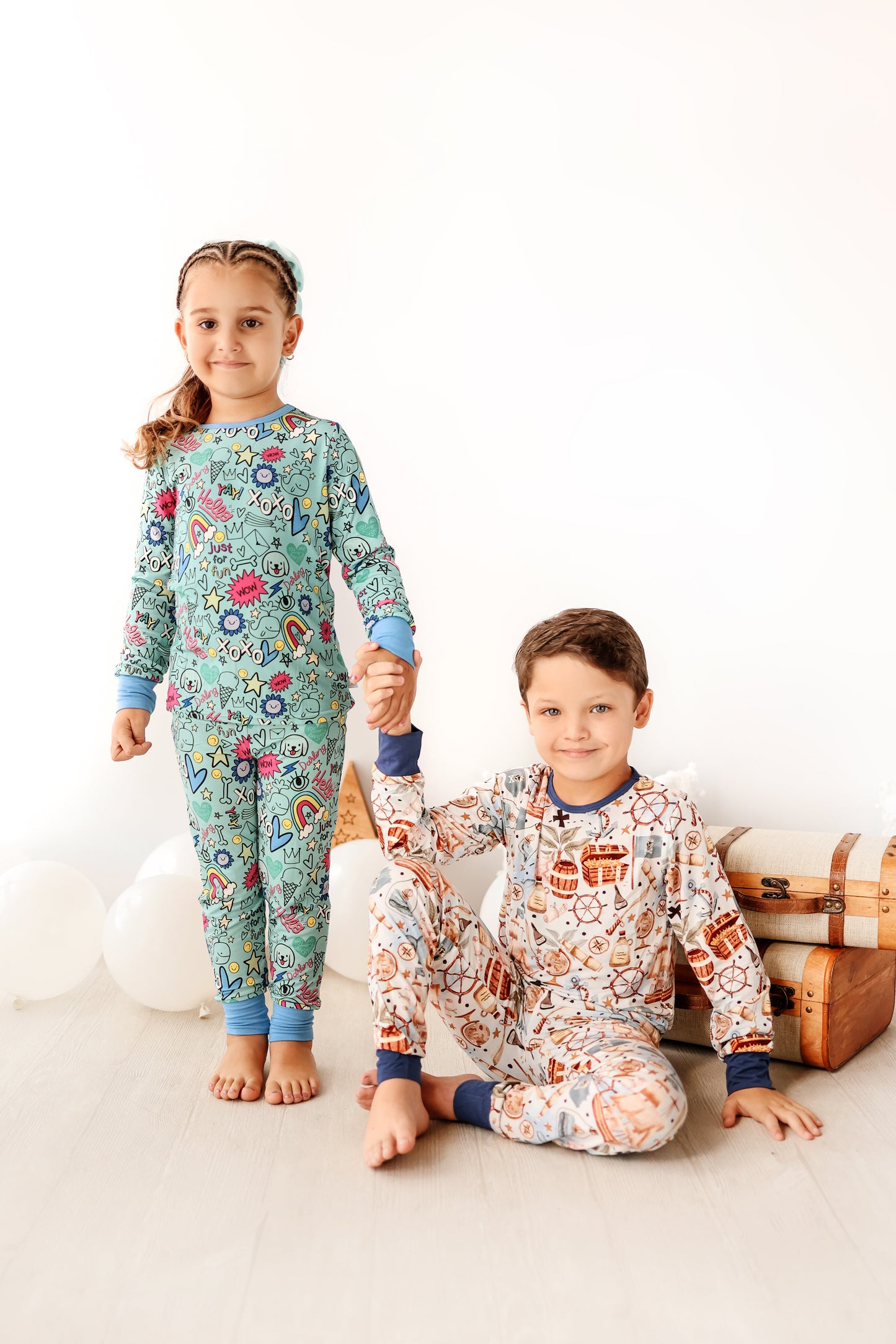 Piratas pijama de dos piezas hecho de bambú