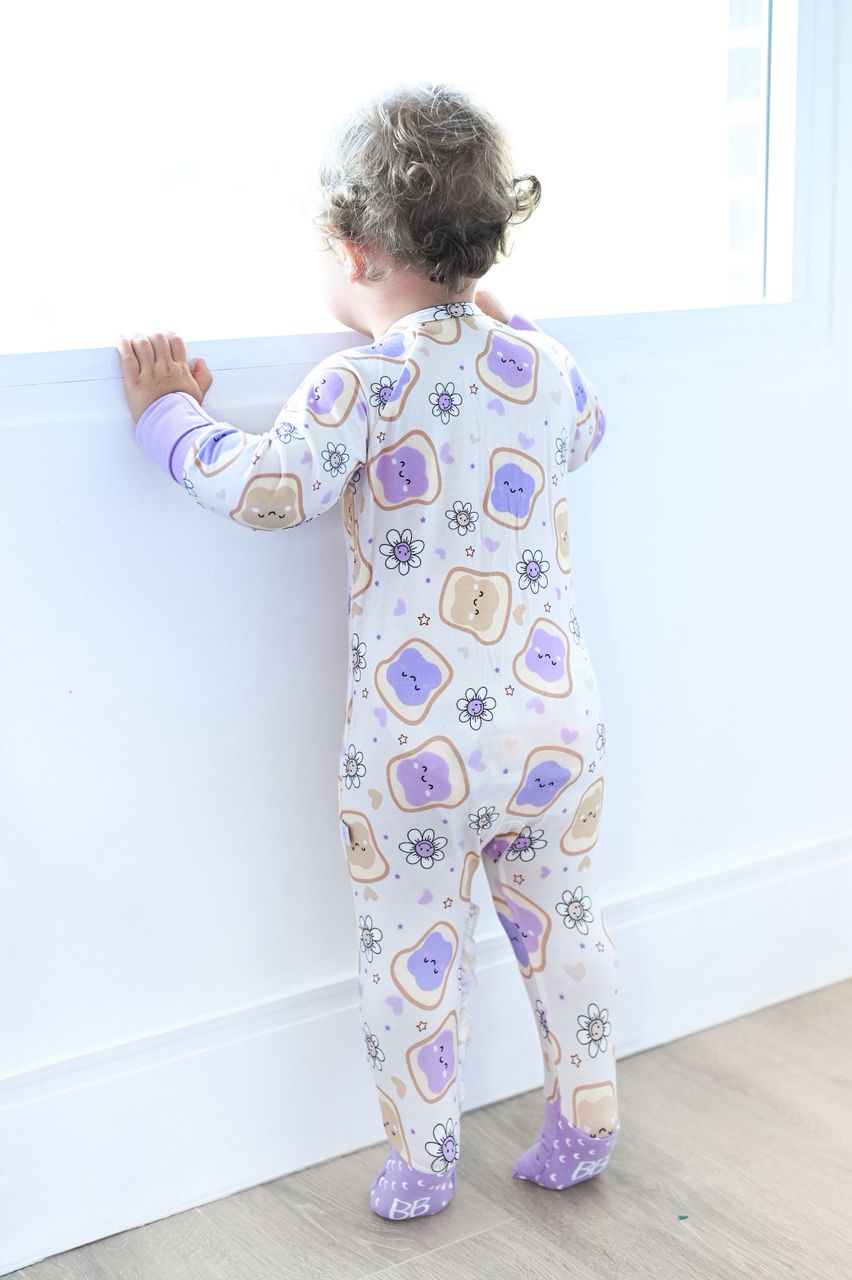 Peanut and jelly enterizo de bambú doble cierre – Bulebule Kids