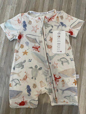 Bajo del mar enterizo manga corta de bambú doble cierre